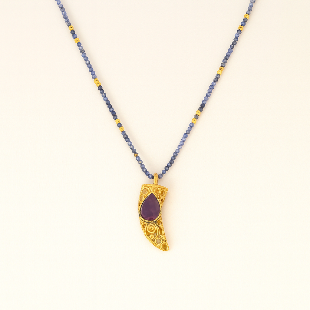 Lapis Luxe Horn Necklace PARNIN