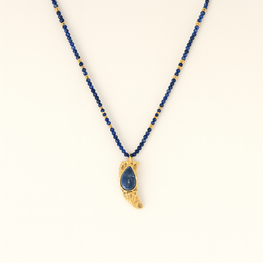 Lapis Luxe Horn Necklace PARNIN