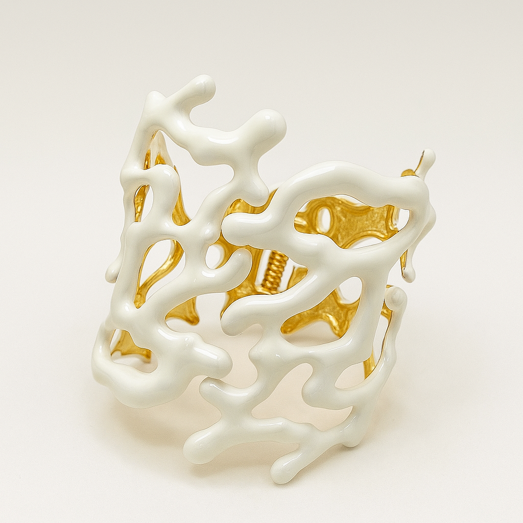 PARNIN Coral Luxe Enamel Cuff Bracelet – Red, White & Turquoise Statement Jewelry PARNIN