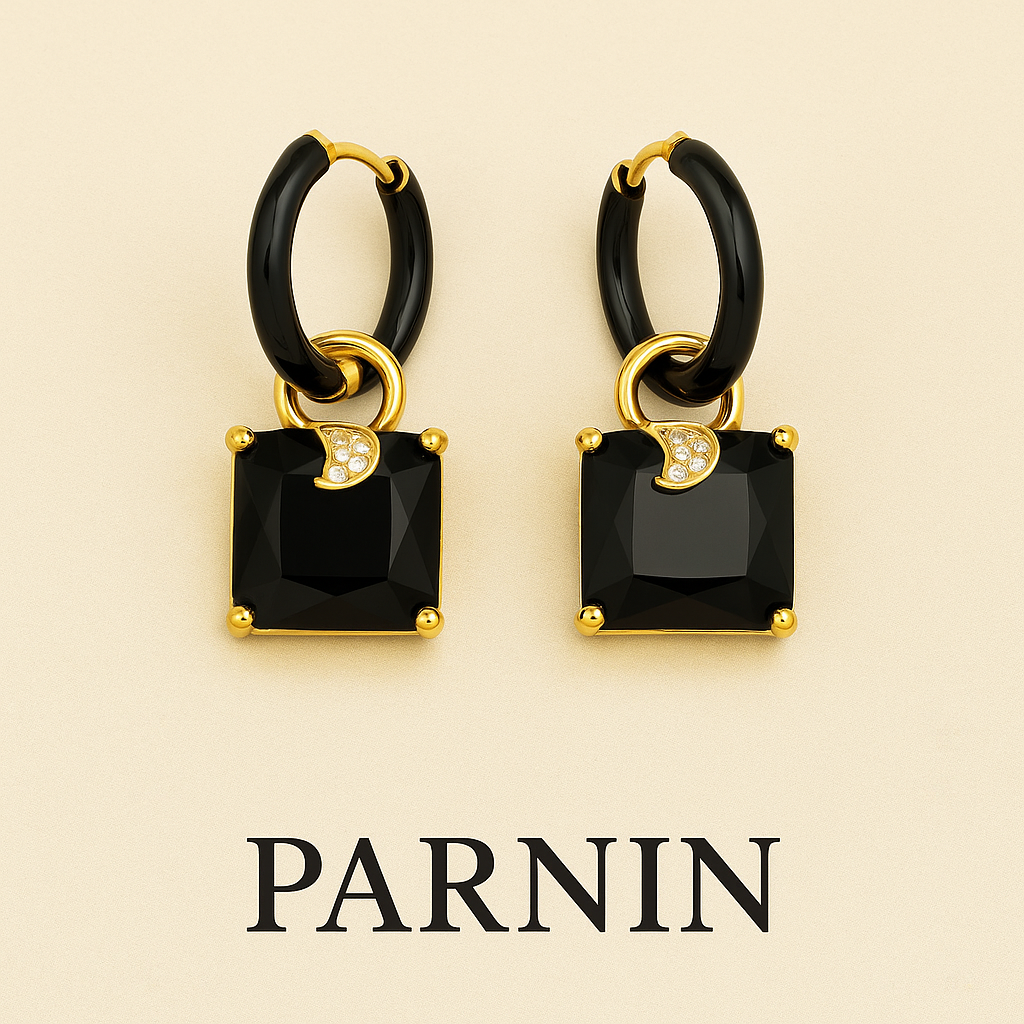 Eternal Charm – Gold-Plated Enamel Hoop Earrings with Gemstones | PARNIN Jewellery Italy PARNIN