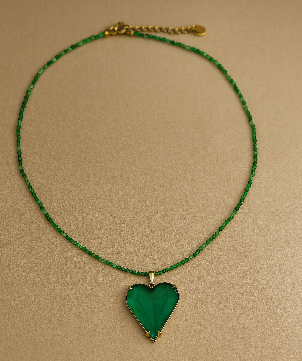 Heart-Shaped Gemstone Jewelry Set – Gold Plated Necklace & Earrings PARNIN