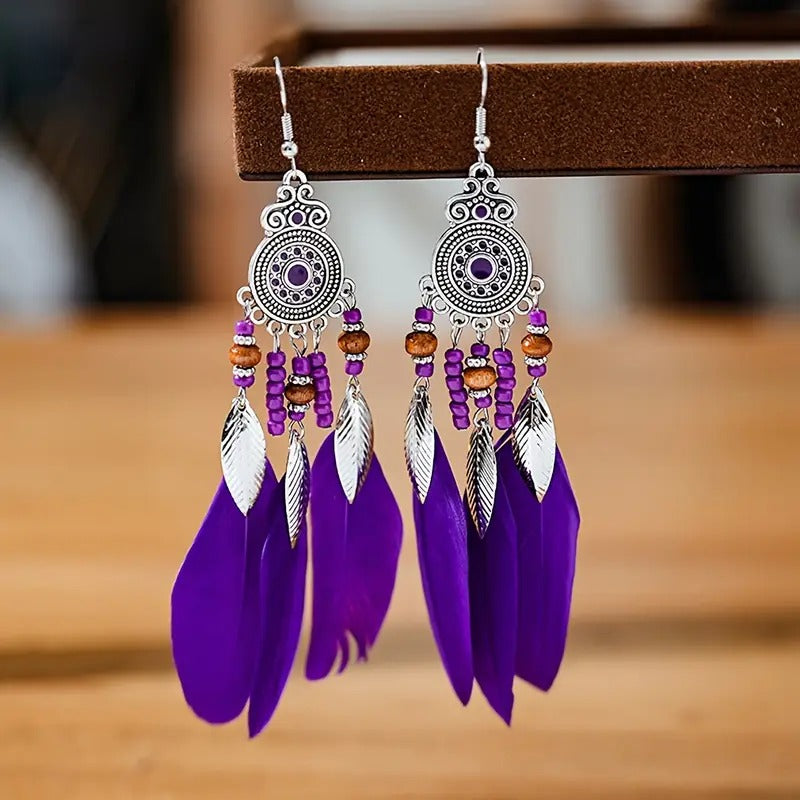 🌿 Bohemian Feather Drop Earrings PARNIN