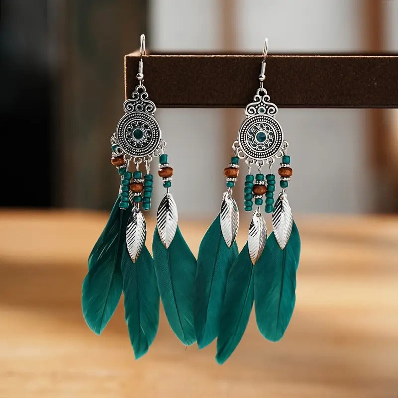 🌿 Bohemian Feather Drop Earrings PARNIN