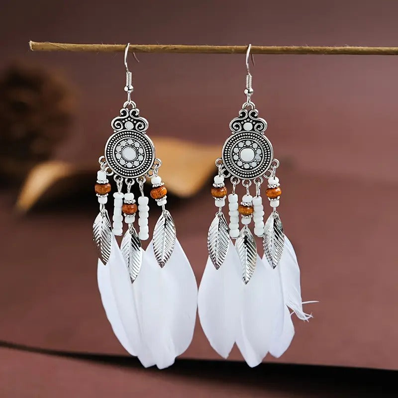 🌿 Bohemian Feather Drop Earrings PARNIN