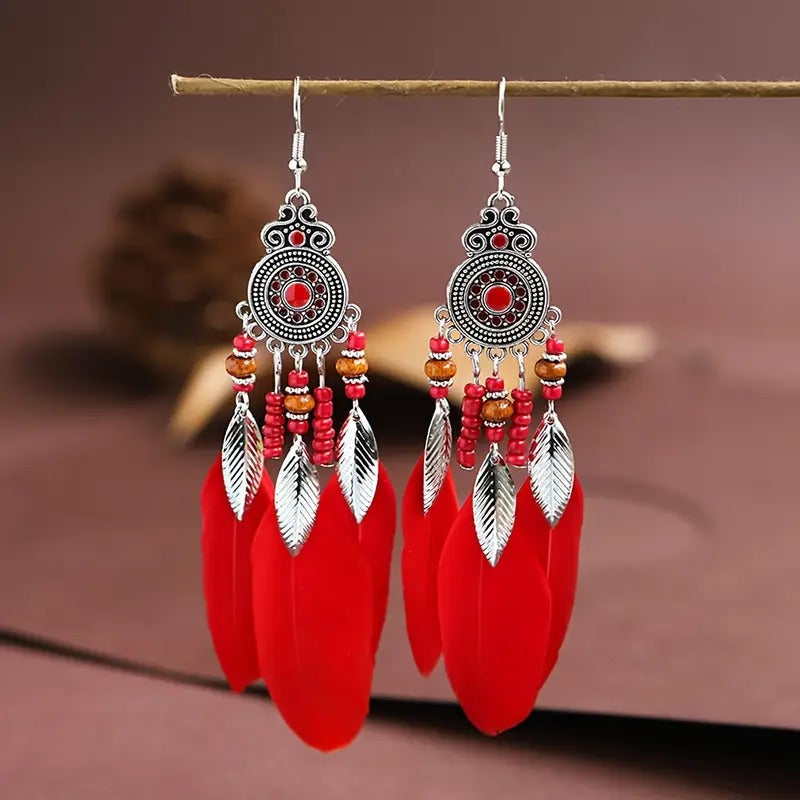 🌿 Bohemian Feather Drop Earrings PARNIN