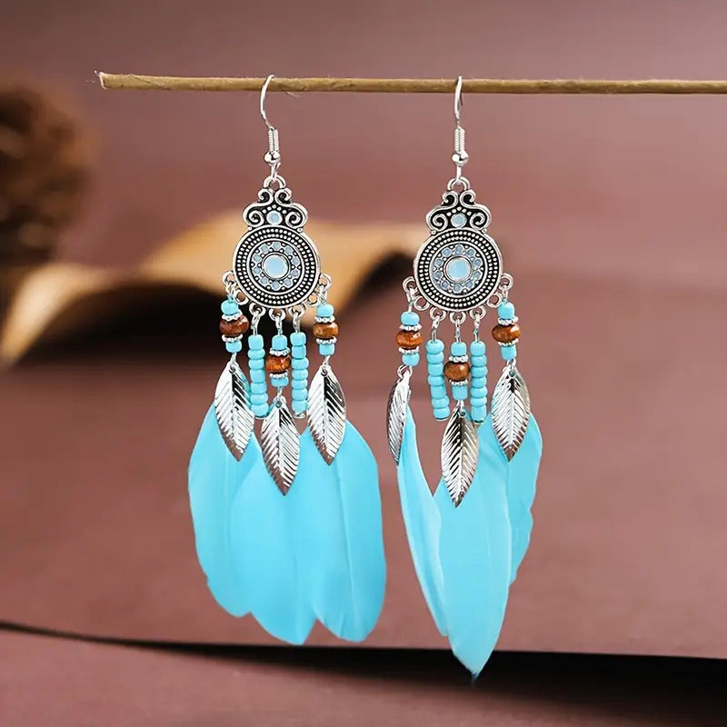 🌿 Bohemian Feather Drop Earrings PARNIN