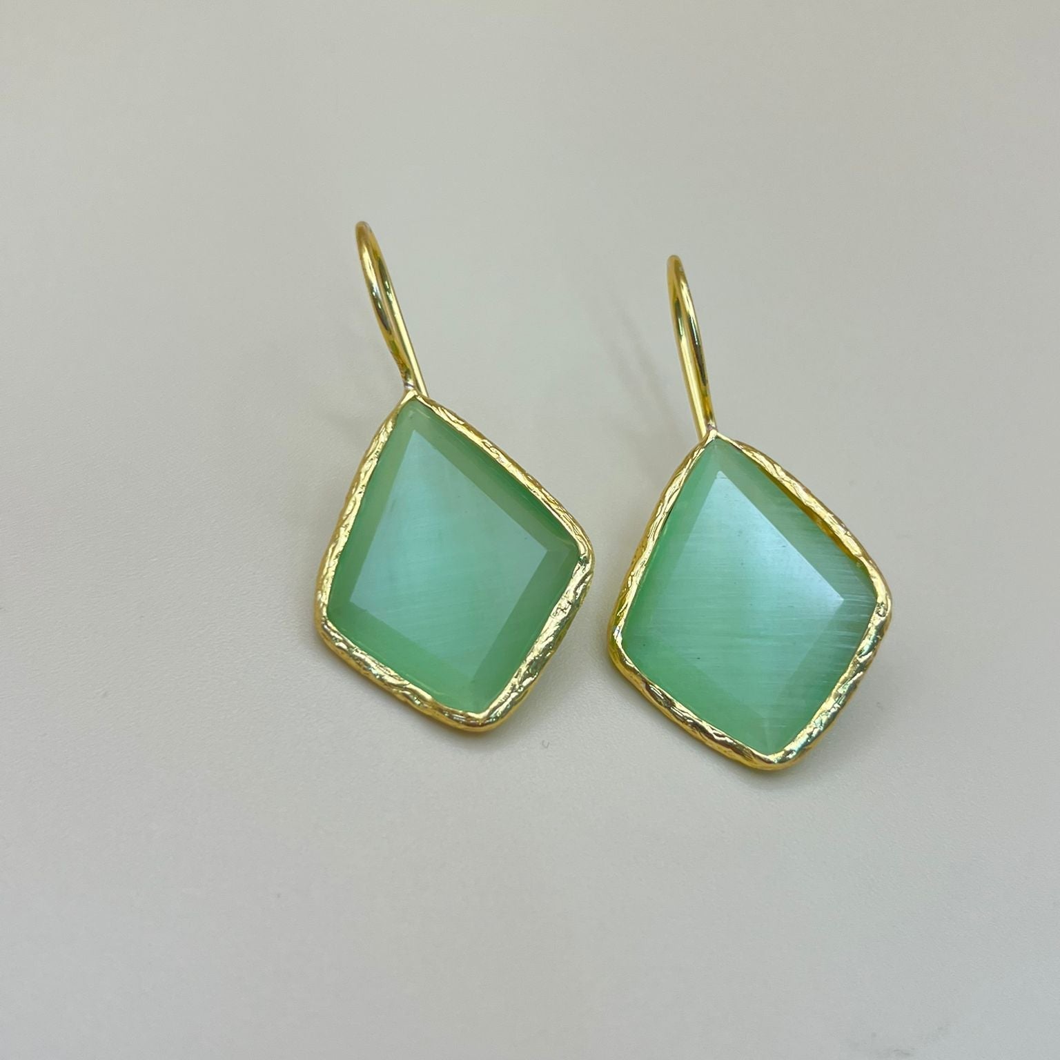 Diamond Glow – Gold-Plated Earrings with Natural Gemstone | PARNIN Fashion PARNIN