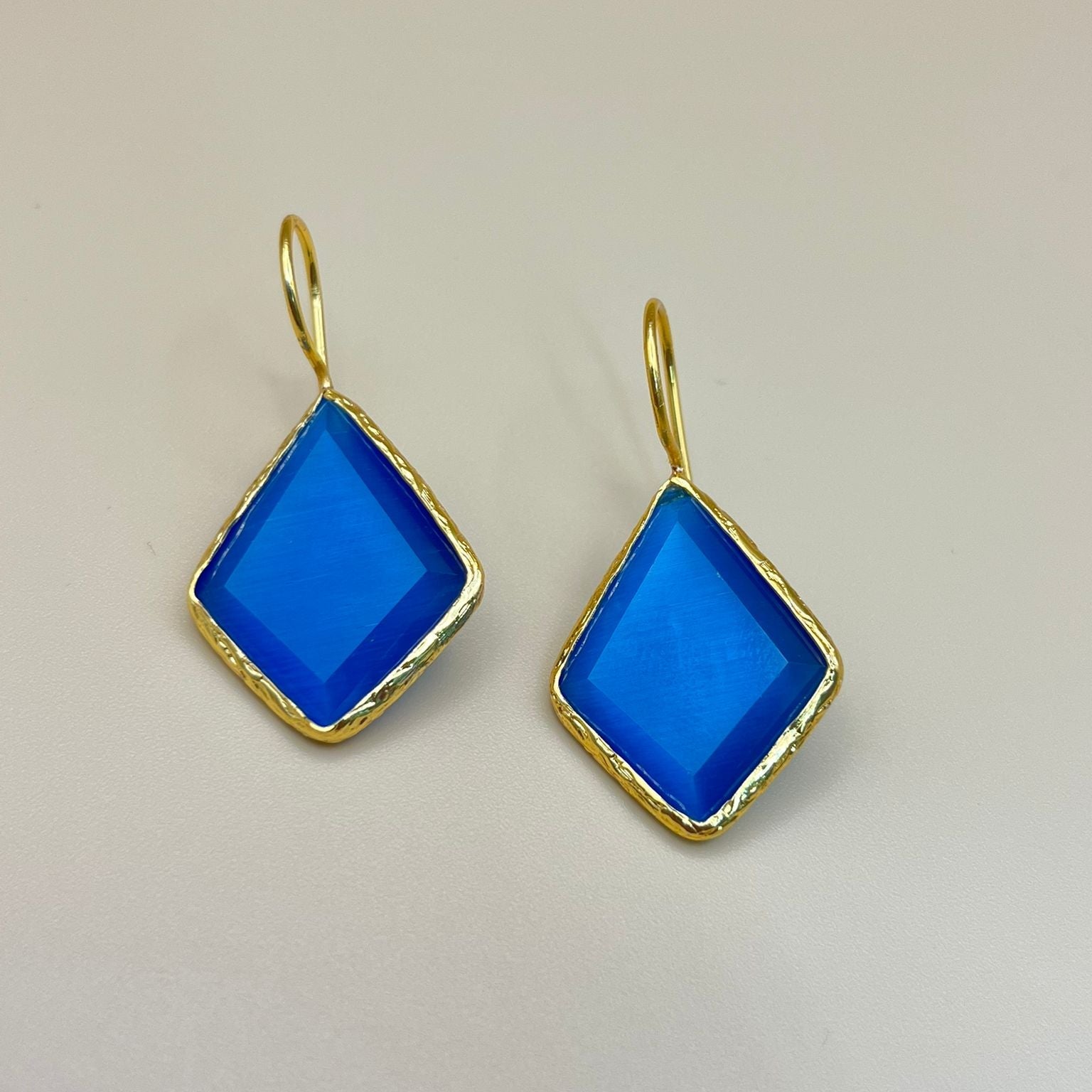 Diamond Glow – Gold-Plated Earrings with Natural Gemstone | PARNIN Fashion PARNIN