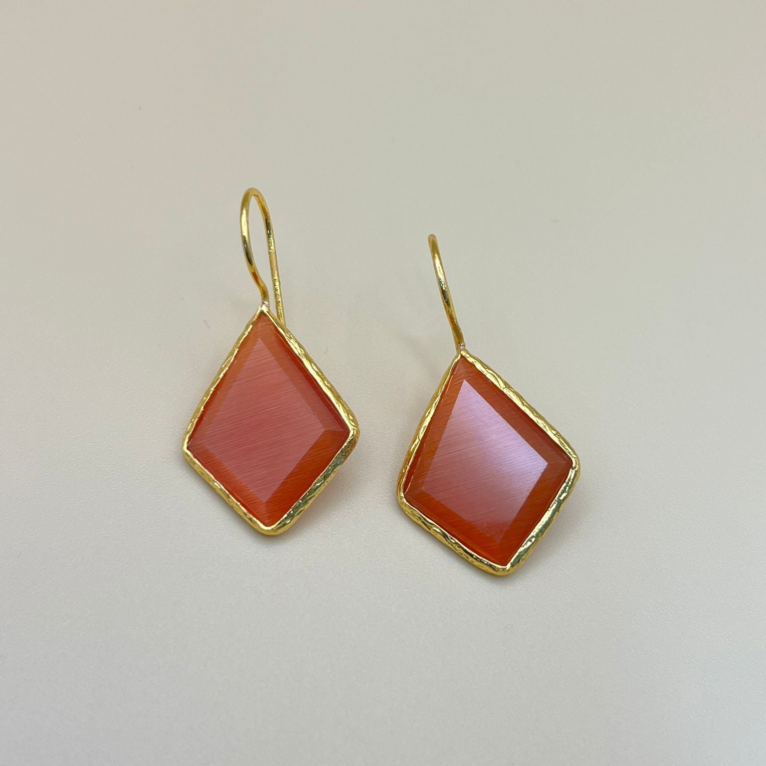 Diamond Glow – Gold-Plated Earrings with Natural Gemstone | PARNIN Fashion PARNIN