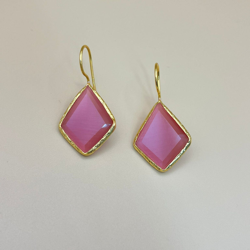 Diamond Glow – Gold-Plated Earrings with Natural Gemstone | PARNIN Fashion PARNIN