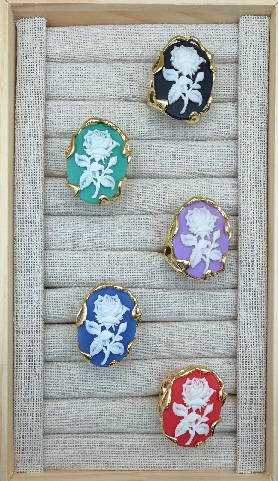 Rosa Cameo – Gold Stainless Steel Vintage Ring PARNIN