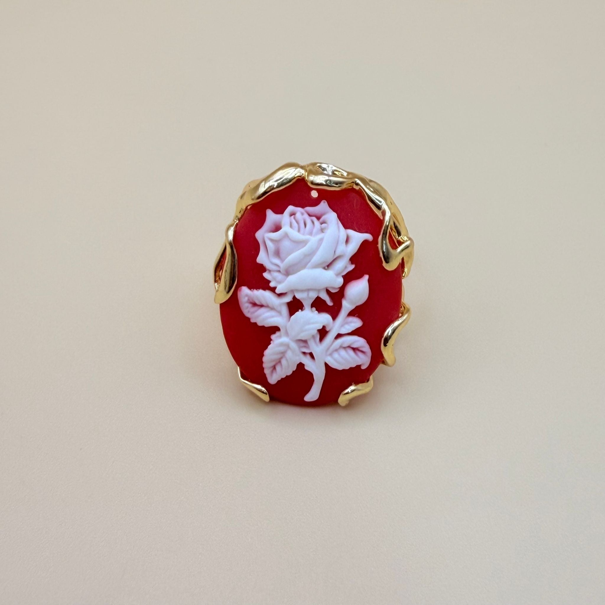 Rosa Cameo – Gold Stainless Steel Vintage Ring PARNIN