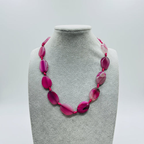 Agate Elegance – Natural Stone Necklace (Pink & Blue Variations) PARNIN
