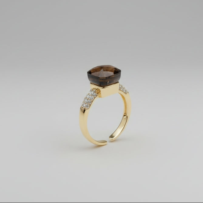 Elegance Gemstone Ring – Gold-Plated Adjustable Ring (Multiple Colors) PARNIN