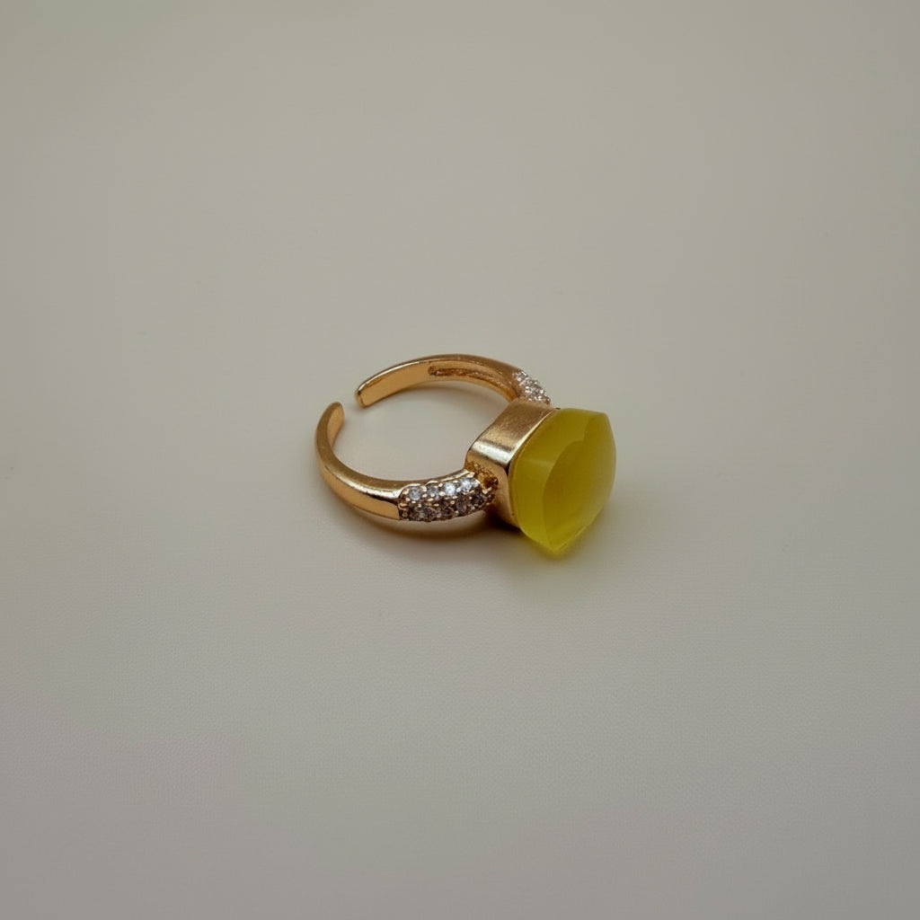 Elegance Gemstone Ring – Gold-Plated Adjustable Ring (Multiple Colors) PARNIN