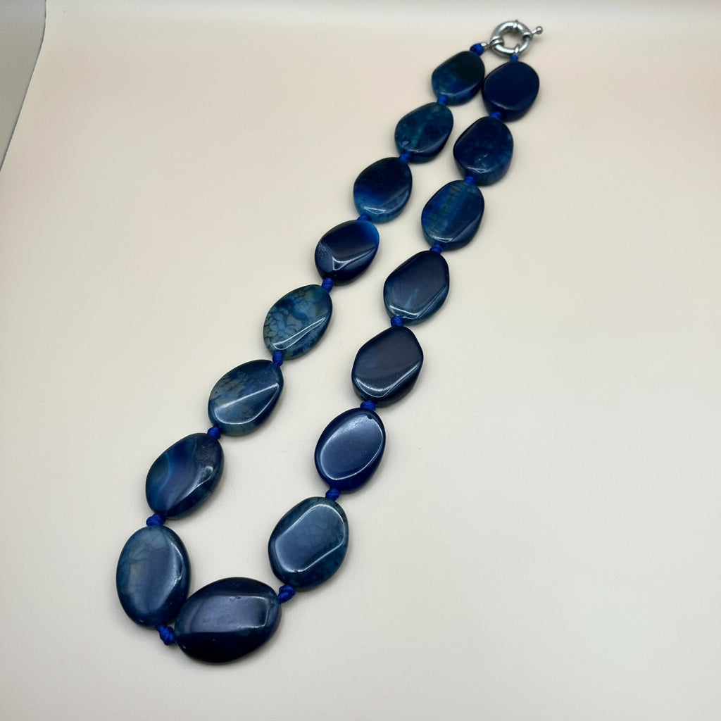 Agate Elegance – Natural Stone Necklace (Pink & Blue Variations) PARNIN