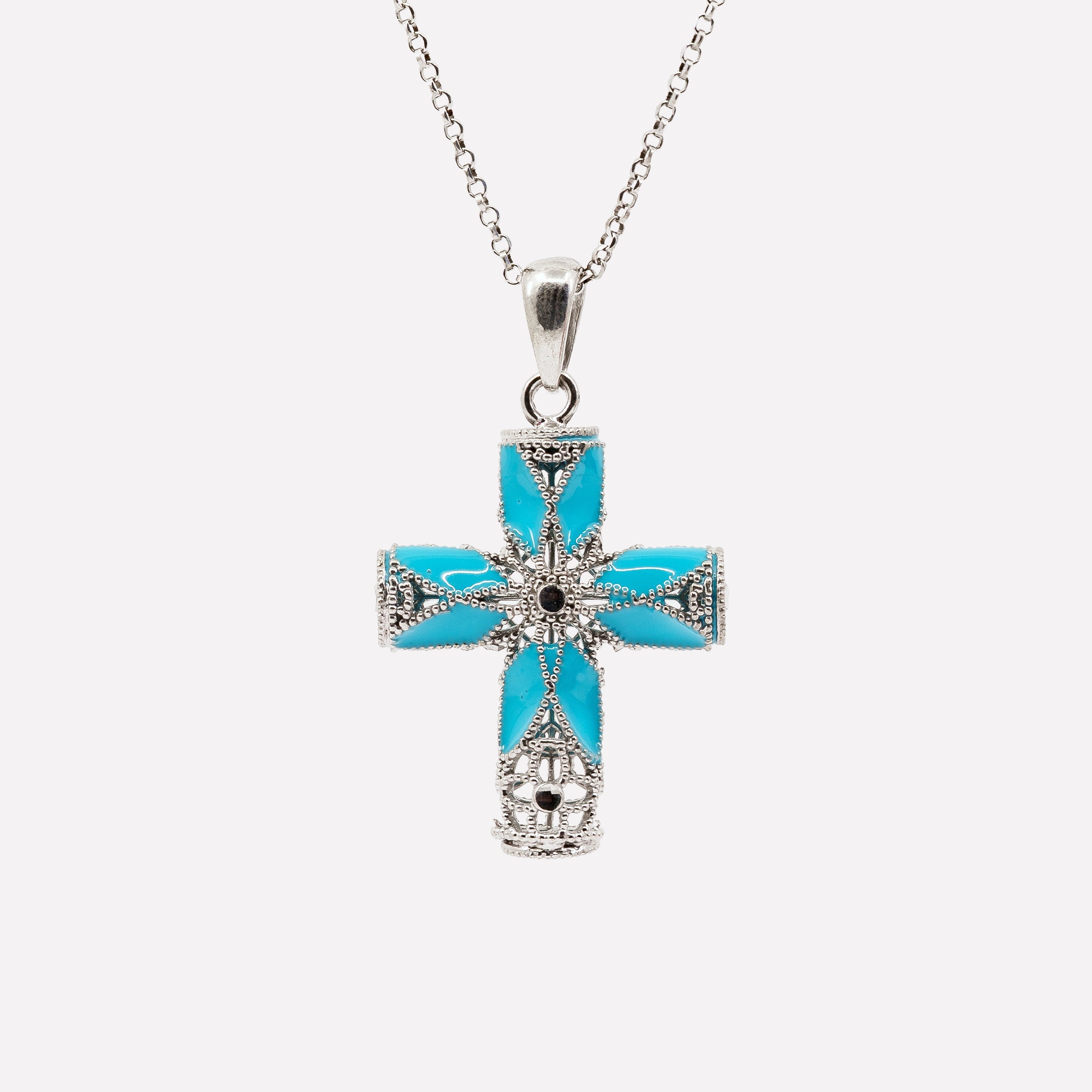 COLLANA CROCE ARGENTO 925  'Io, santa a modo mio' MINA MINA