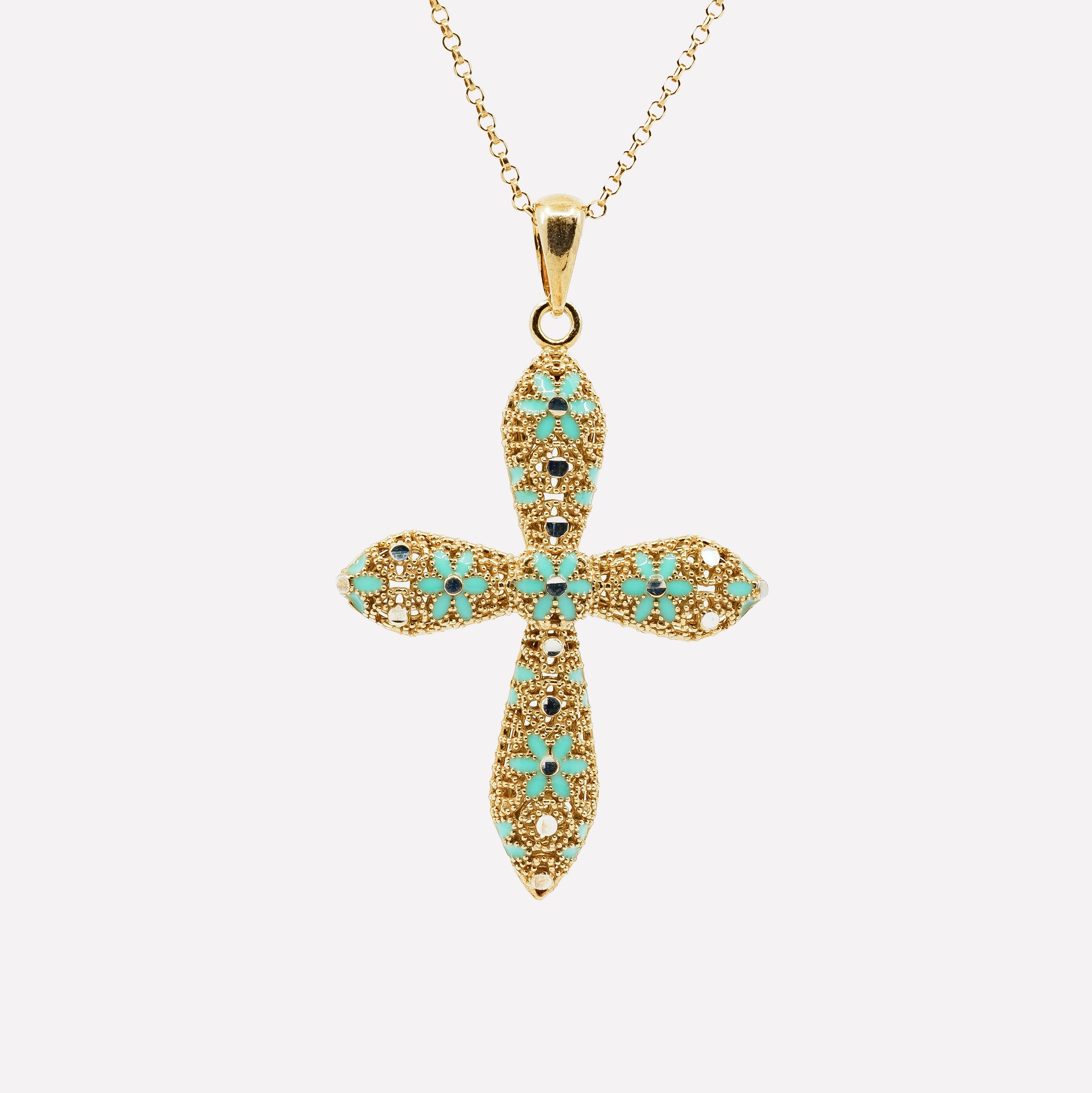 COLLANA ROUNDED CROSS IN ARGENTO MINA MINA