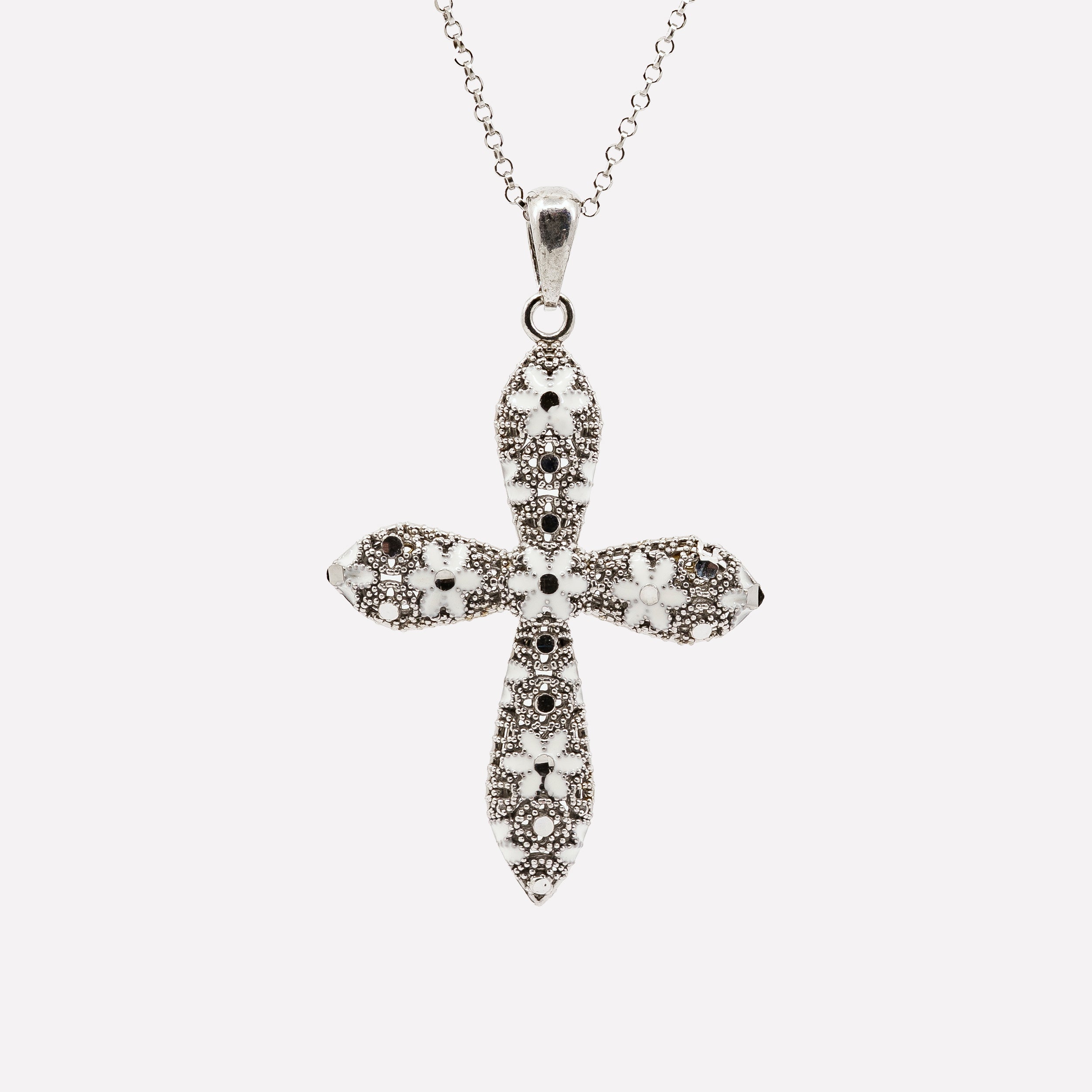 COLLANA ROUNDED CROSS IN ARGENTO MINA MINA