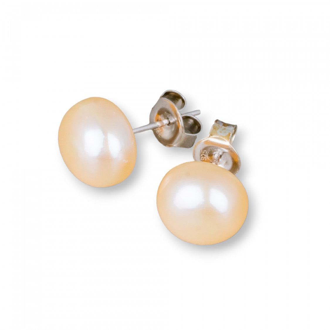 Blush Pink Freshwater Pearl Stud Earrings – 925 Silver (9.5–10.0 mm) PARNIN