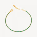 Emerald Green Zircon Tennis Bracelet – 925 Silver with Gold Finish PARNIN